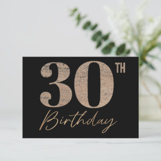 Carte De Remerciements Numéro de Parties scintillant noir et or 30e anniv