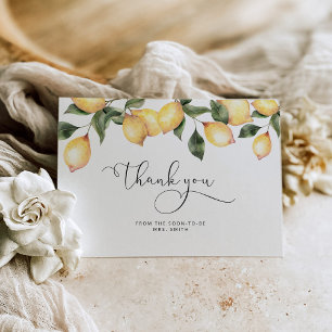 Carte de remerciements nuptiale citron d'aquarelle