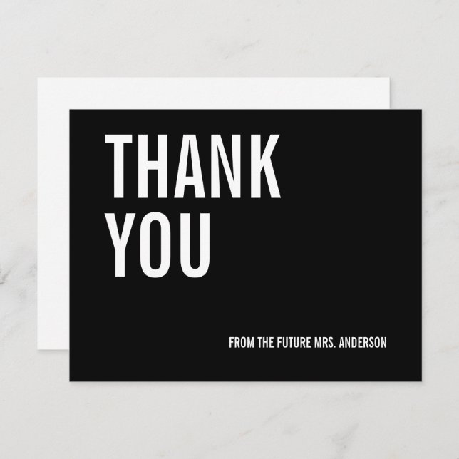 Carte de remerciements nuptiale de typographie sim (Devant / Derrière)