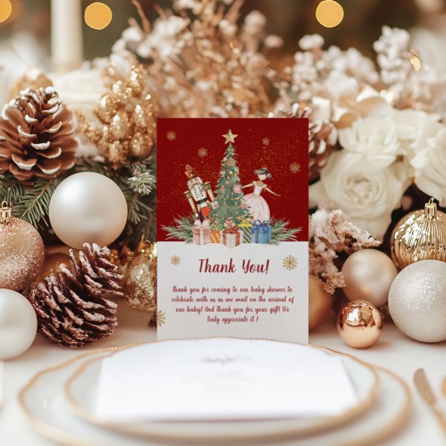 Carte De Remerciements Nutcracker Noël Baby shower de fête (Nutcracker Christmas Party Baby Shower Thank You Card!)