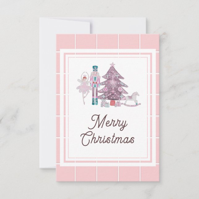 Carte De Remerciements Nutcracker Noël photo rose (Devant)