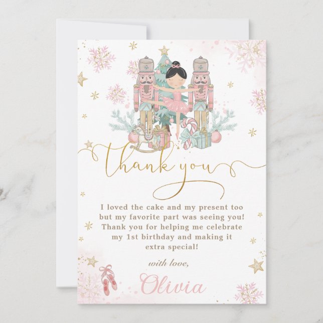 Carte De Remerciements Nutcracker Winter Onederland 1er anniversaire (Devant)