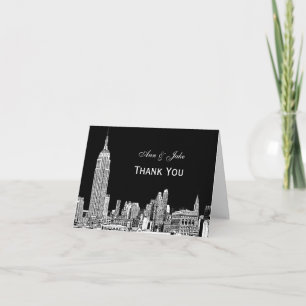 Carte De Remerciements NYC Skyline 01 Etchd DIY BG Color Thank You
