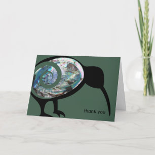 CARTE DE REMERCIEMENTS NZ KIWI OISEAU PAUA FERN KORU NOUVELLE-ZÉLANDE VER