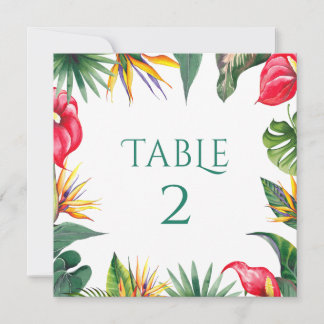 Carte De Remerciements Oasis tropicales Fleurs Mariage-Table Numéro