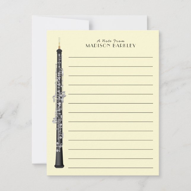 Carte De Remerciements Oboe Musicien professeur de musique (Devant)