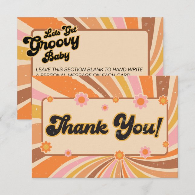 Carte De Remerciements Obtenons un Baby shower rétro Super (Devant / Derrière)