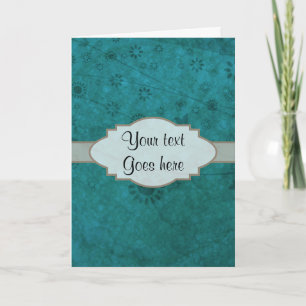 Carte De Remerciements Ocean Blue Retro Floral Abstrait Plaque signalétiq