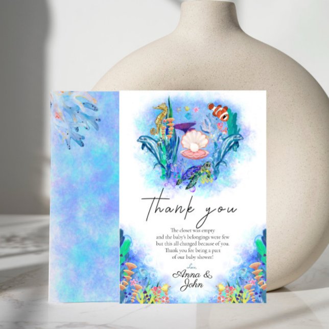 Carte De Remerciements Ocean Sea Animaux Baby shower de fête (Créateur téléchargé)