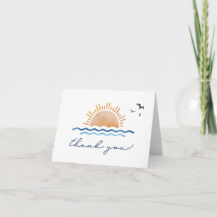 Carte De Remerciements OCEANSIDE Plage à l'aquarelle Océan Coucher de sol
