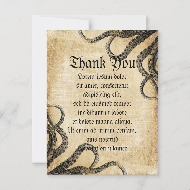 Carte De Remerciements Octopus Vintage (Devant)