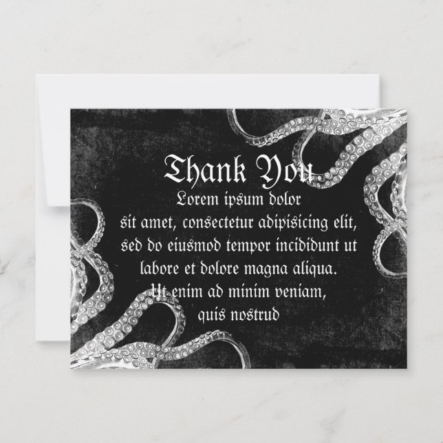 Carte De Remerciements Octopus vintage foncé (Devant)