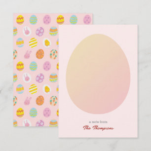 Carte De Remerciements Oeuf simple et Oeufs peints de Pâques Motif rose d