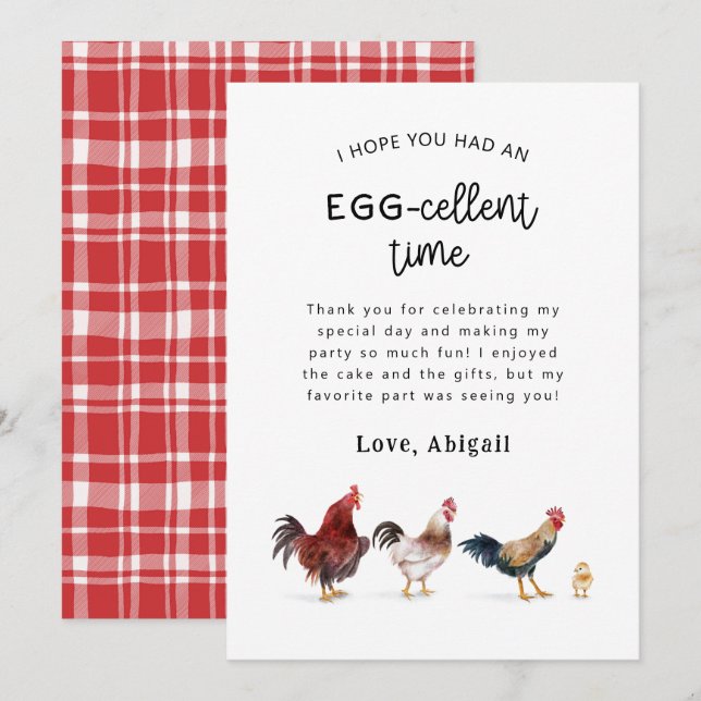 Carte De Remerciements Oeufs de poulet - Cellule d'anniversaire (Devant / Derrière)