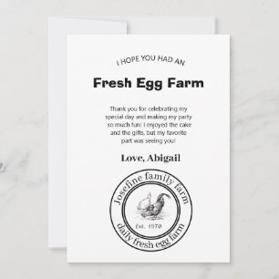Carte De Remerciements Oeufs frais de la ferme Poulailler Ferme de campag