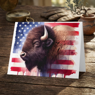 Carte De Remerciements Œuvre d'art majestueuse représentant des bisons am