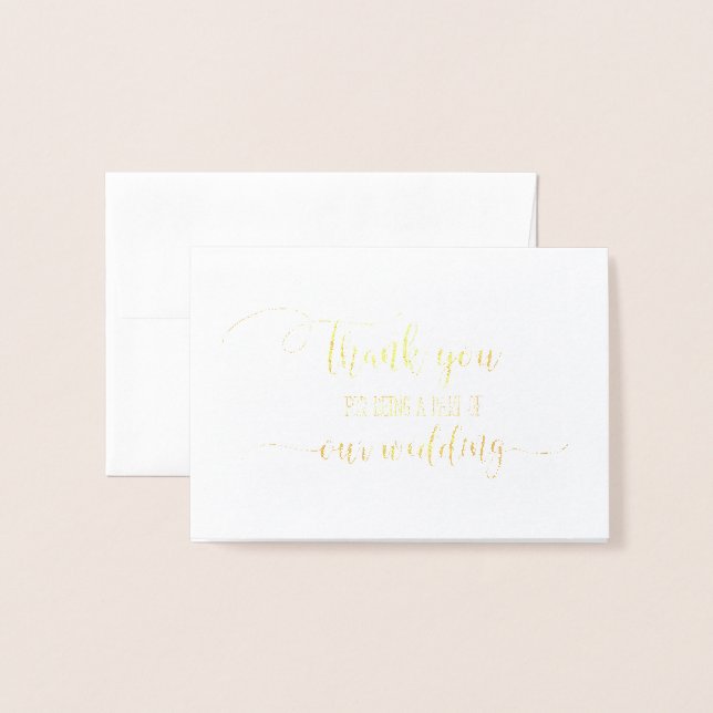 Carte de remerciements officiel du Mariage Gold Fo (Devant avec enveloppe)