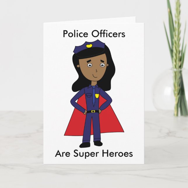 Carte De Remerciements Officier de police Femme Black Super Hero Personna (Devant)