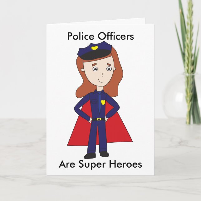 Carte De Remerciements Officier de police Super Héros Femme Personnaliser (Devant)