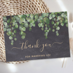 Carte De Remerciements Officier Rustique Mariage Eucalyptus Vert Or