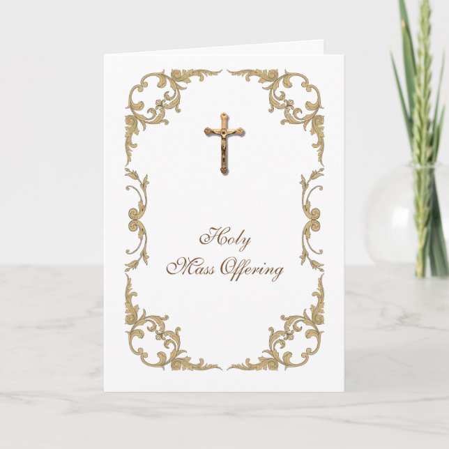Carte De Remerciements Offre de masse Gold Crucifix Sympathie Condolence (Devant)