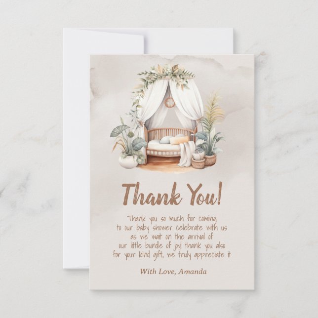Carte De Remerciements Oh Baby Boho Nursery nook Baby shower (Devant)