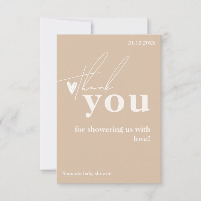 Carte De Remerciements Oh Baby Boho Simple Baby shower de coeur (Devant)