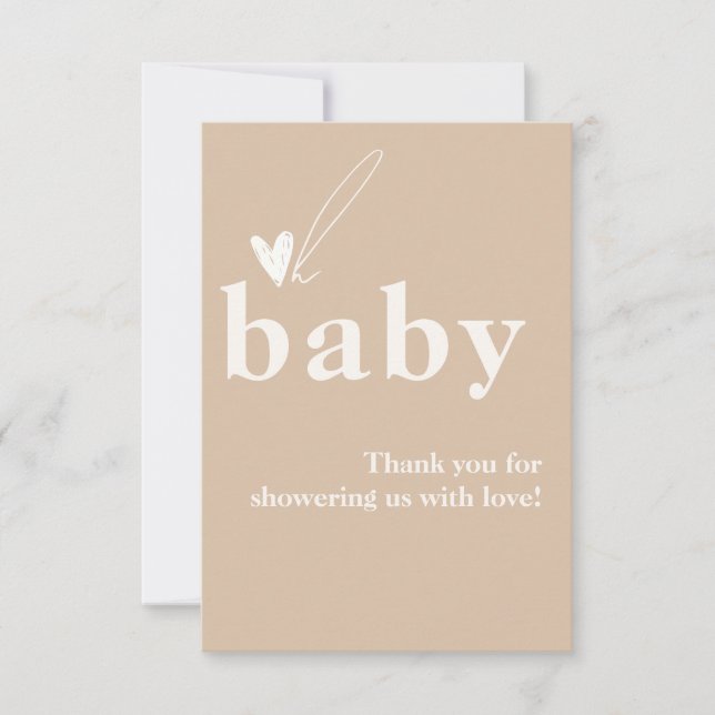 Carte De Remerciements Oh Baby Boho Simple Baby shower de coeur (Devant)