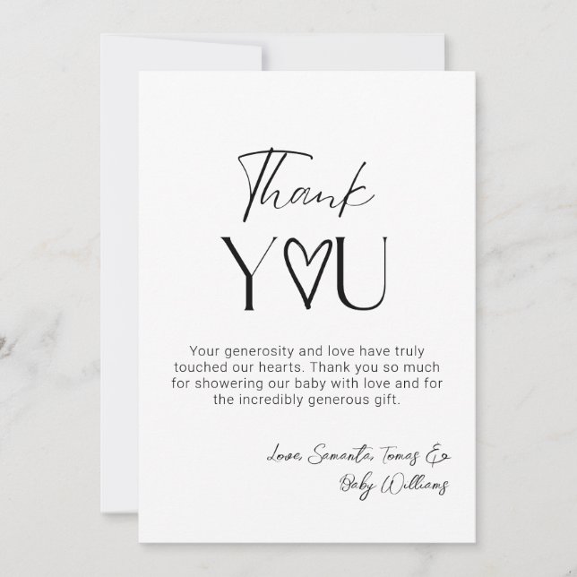 Carte De Remerciements Oh Baby Minimal moderne simple Baby shower neutre (Devant)