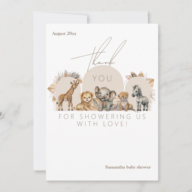 Carte De Remerciements Oh Baby Safari Animaux Boho Baby shower (Devant)