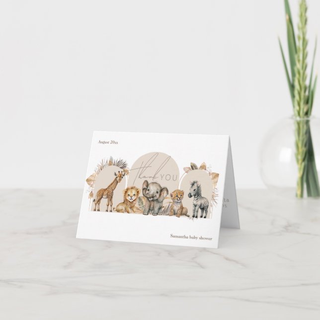 Carte De Remerciements Oh Baby Safari Animaux Boho Baby shower (Devant)