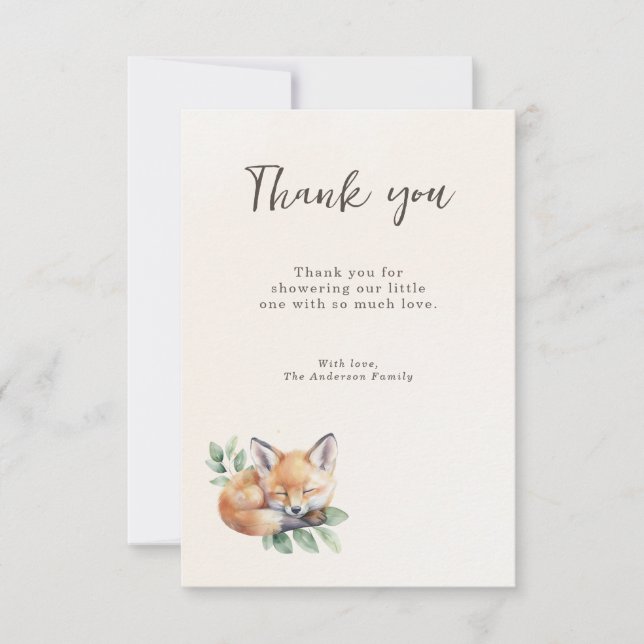 Carte De Remerciements Oh Baby Warm Beige Woodland Fox (Devant)