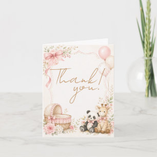 Carte De Remerciements Oh Bébé Panda et Girafe Fête Prénatale