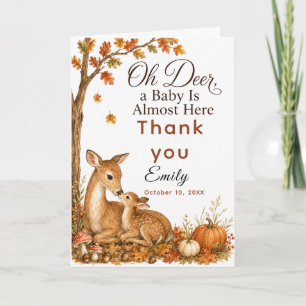 Carte De Remerciements Oh Biche Baby Shower d'Automne