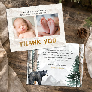Carte De Remerciements Oh Boy Adventure Begin   Baby shower de l'ours des