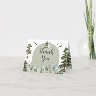 Carte De Remerciements Oh Boy Adventure Pine Forest Baby shower plié