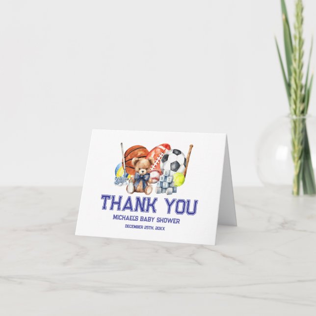 Carte De Remerciements Oh Boy ALL STAR SPORT Baby Shower Folded (Devant)