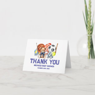 Carte De Remerciements Oh Boy ALL STAR SPORT Baby Shower Plié