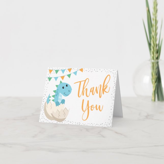 Carte De Remerciements Oh Boy Dinosaur Baby shower (Devant)