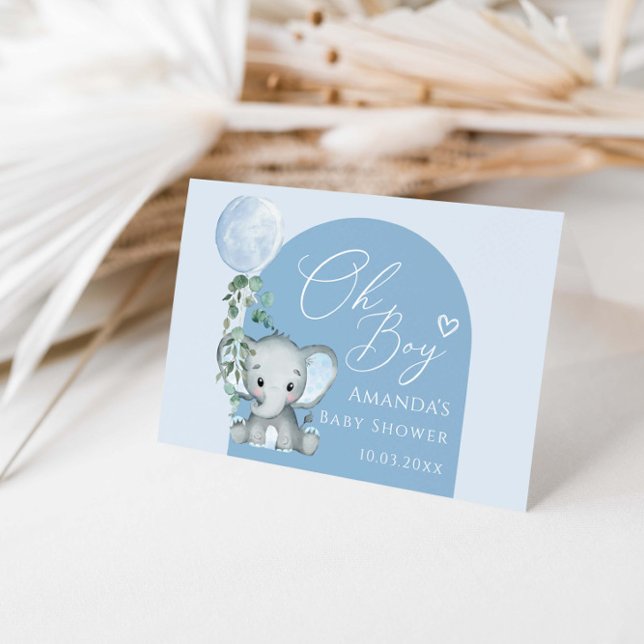 Carte De Remerciements Oh Garçon éléphant avec Baby shower à ballon (Créateur téléchargé)