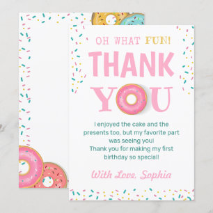Carte De Remerciements Oh Quel Amusant Donut Anniversaire Fête