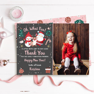 Carte De Remerciements Oh Quel Amusant Pink Black Christmas Party Photo