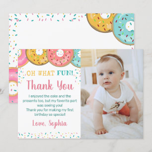 Carte De Remerciements Oh Quel Amusement Doux Donuts Anniversaire