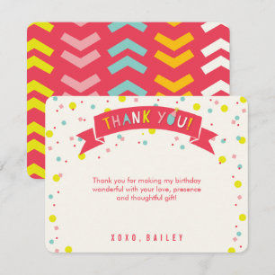Carte De Remerciements Oh What Fun Colorful Confetti Chic Girl'anniversai