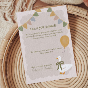 Carte De Remerciements Oie bête avec ballons Jaune En vichy Anniversaire