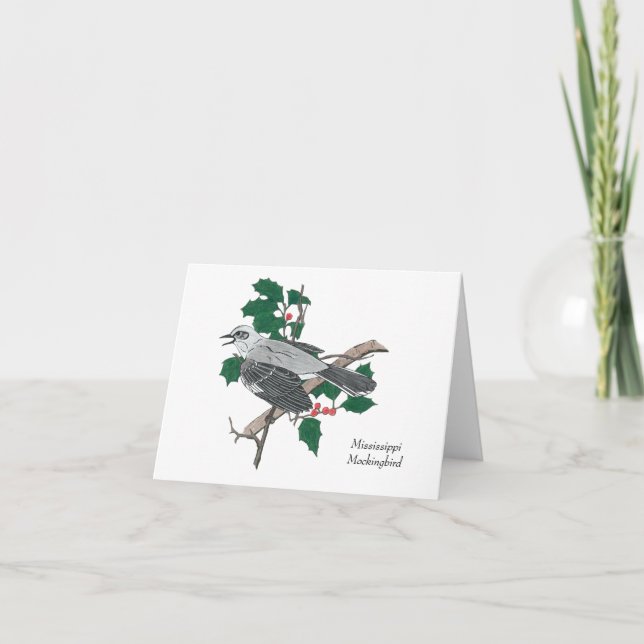 Carte De Remerciements Oiseau du Mississippi : Mockingbird (Devant)