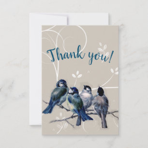 Carte De Remerciements Oiseaux bleus sur une branche