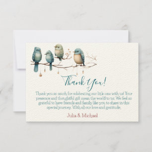 Carte De Remerciements Oiseaux de Whimsical sur Branches Baby shower Past