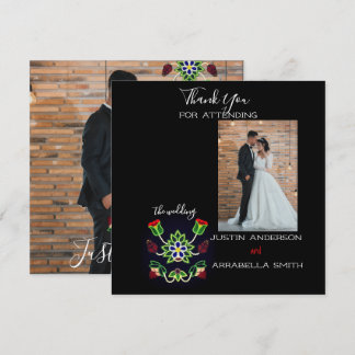 Carte De Remerciements Ojibwe Floral Strawberry Black Thank You Wedding