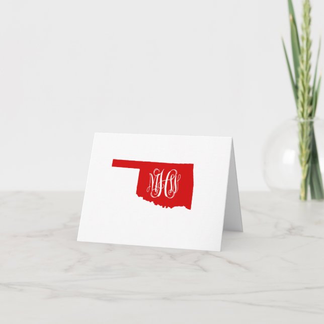 Carte De Remerciements Oklahoma Rouge Blanc Vin Monogramme do-it-yourself (Devant)